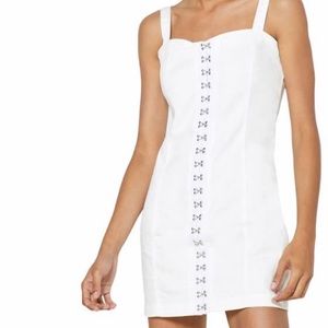 Forever21 Denim White Dress With Rose Gold Hooks